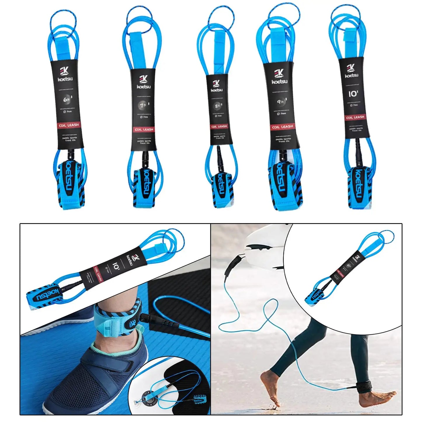 Surfboard Leash Portable Stand up Paddle Board for Surfing Skimboard Outdoor