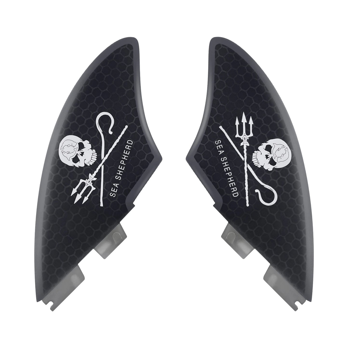 AQUBONA Surfboard Keel Fin Single Dual Tab Fin Skull Fin for Paddleboard Skimboard Longboard Surfboard Funboard,Black,Grey
