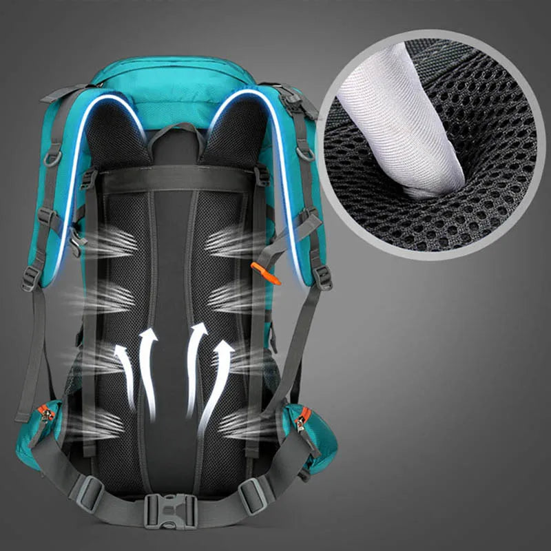 60L Camping Backpack Travel Bag For Men Large Capacity Outdoor Sport Trekking Hiking Mountaineering Shoulder Bag with Rain cover
