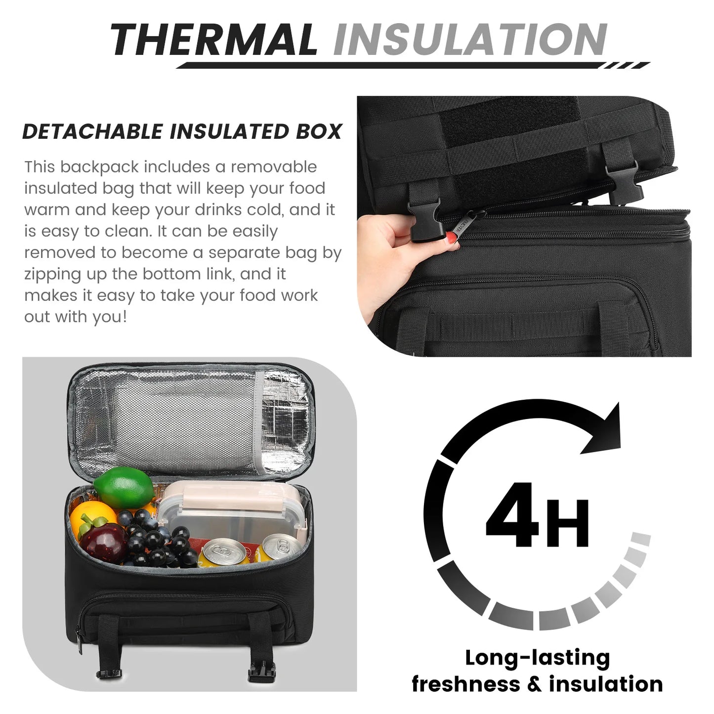 Insulated Backpack with Refrigeration Compartment Suitable for 15.6-inch Laptop Bag Suitable for Work Travel Other Activities