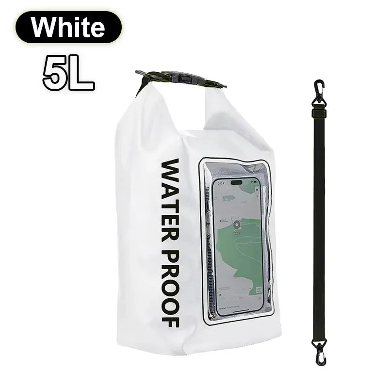 2L/5L Dry Bag Touch Screen Swimming Waterproof PVC Bag Rafting Floating Shoulder Outdoor Sports Bags Surfboard Kayak Storage Bag