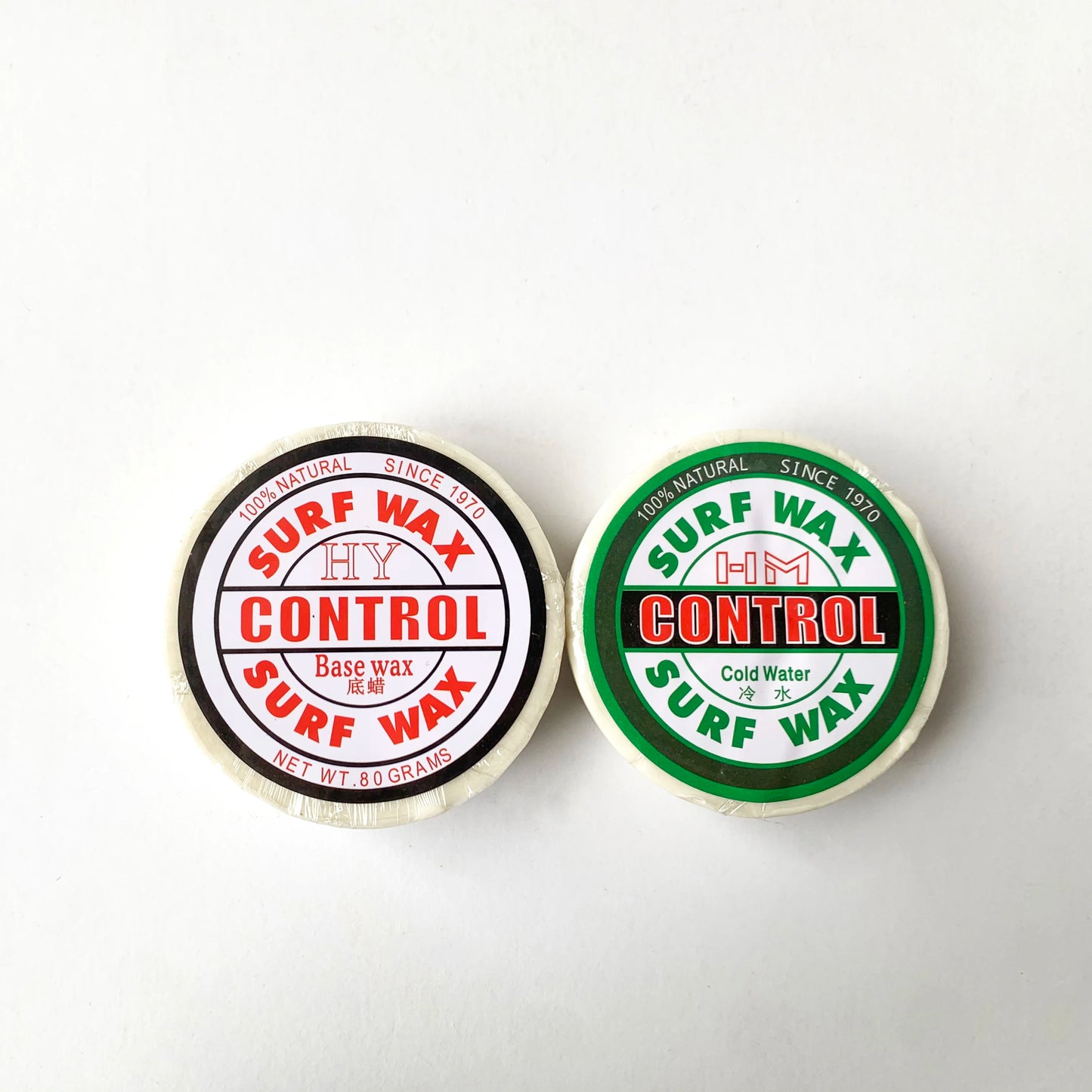 2-Pack Surfboard Wax Natural Surf Base Wax Non-Slip for Cool/Cold/Warm/Tropical Temperatures Skimboard Skateboard Round Waxes