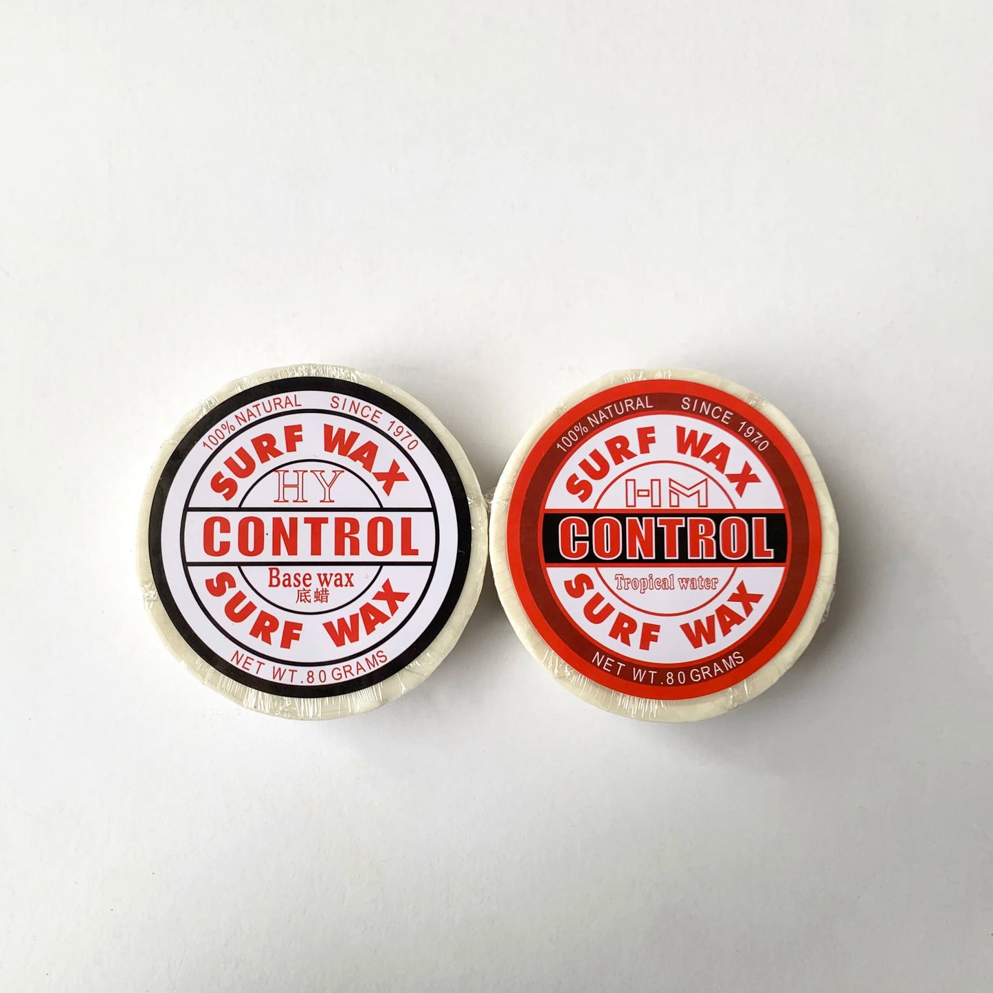 2-Pack Surfboard Wax Natural Surf Base Wax Non-Slip for Cool/Cold/Warm/Tropical Temperatures Skimboard Skateboard Round Waxes