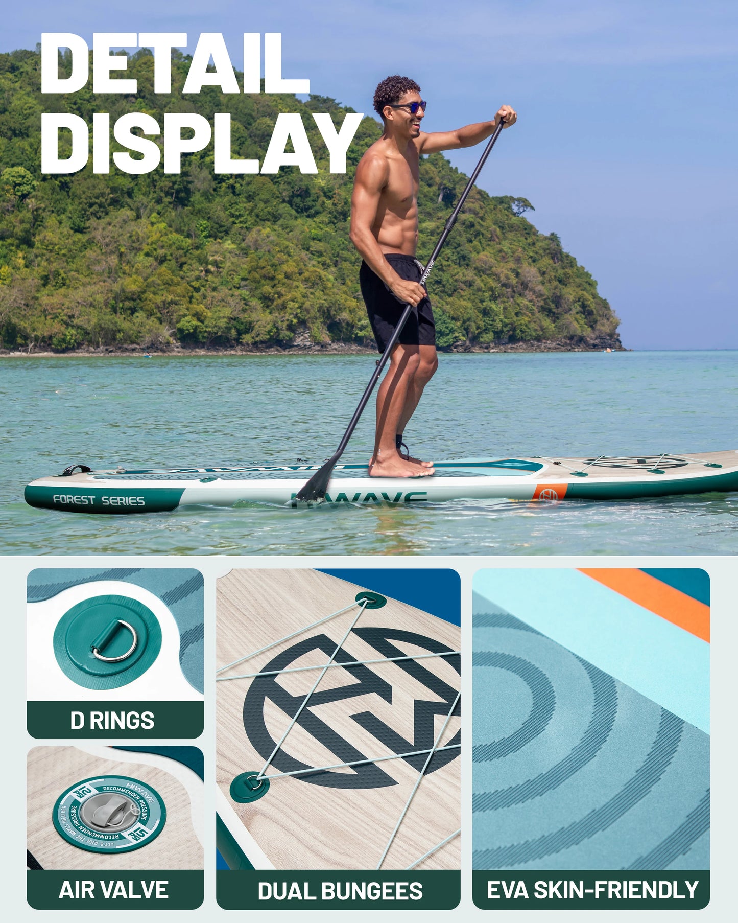 HIWAVE Inflatable Surfboard Stand Up Paddle Board 11'*34''*6'' Extra Wide Adult Water Sport SUP Board With Accessory