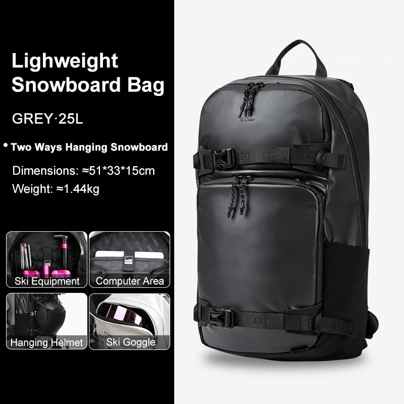 LDSKI Ski Backpack 25L Large Capacity Women Men Waterproof Durable Travel Boot Bag Snow Luggage Hiking Pack Snowboard Accessory