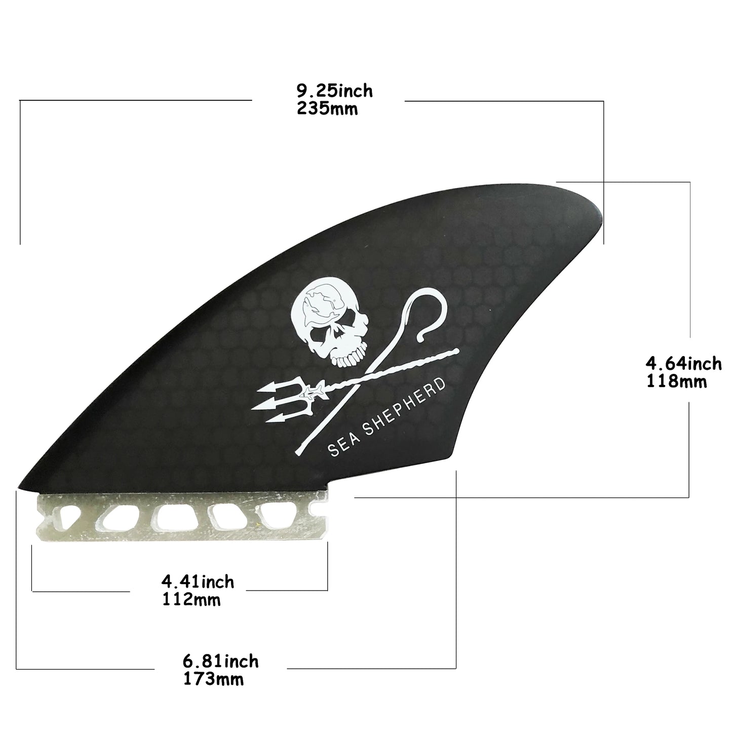 AQUBONA Surfboard Keel Fin Single Dual Tab Fin Skull Fin for Paddleboard Skimboard Longboard Surfboard Funboard,Black，Grey