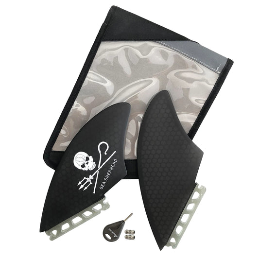 AQUBONA Surfboard Keel Fin Single Dual Tab Fin Skull Fin for Paddleboard Skimboard Longboard Surfboard Funboard,Black，Grey