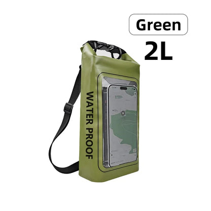 2L/5L Dry Bag Touch Screen Swimming Waterproof PVC Bag Rafting Floating Shoulder Outdoor Sports Bags Surfboard Kayak Storage Bag