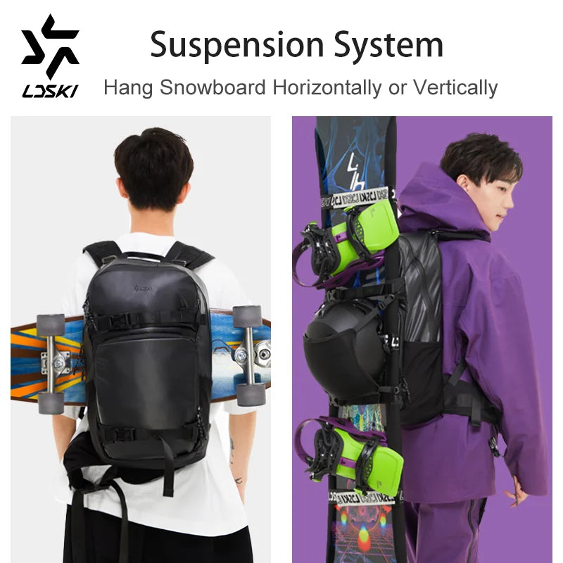 LDSKI Ski Backpack 25L Large Capacity Women Men Waterproof Durable Travel Boot Bag Snow Luggage Hiking Pack Snowboard Accessory