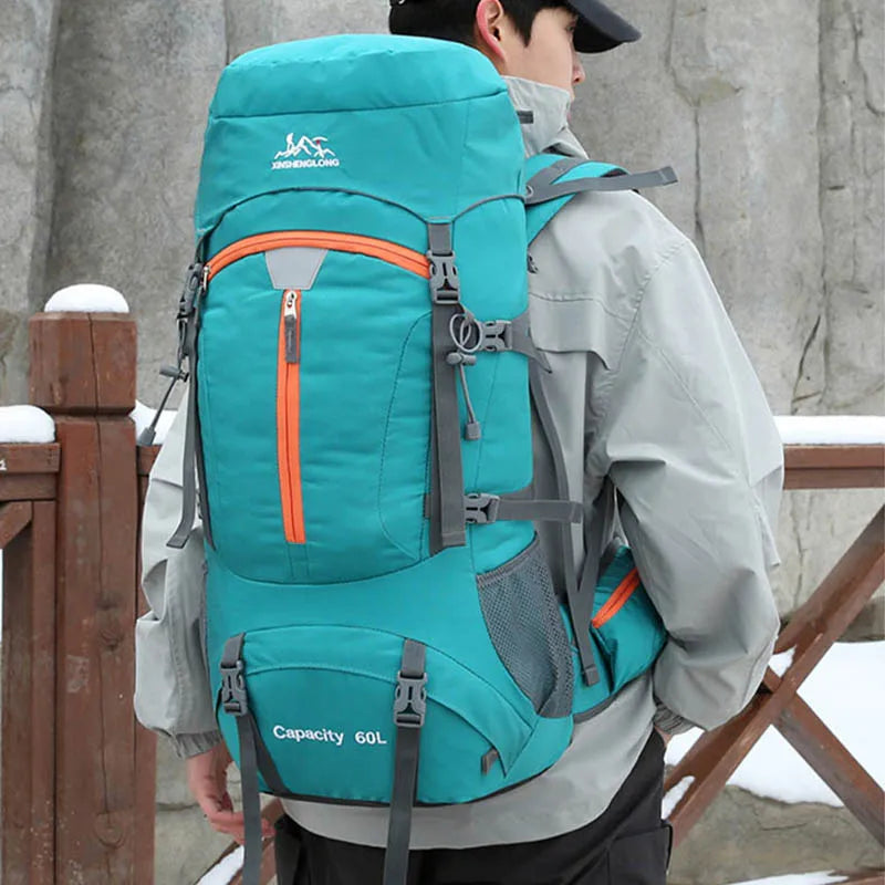 60L Camping Backpack Travel Bag For Men Large Capacity Outdoor Sport Trekking Hiking Mountaineering Shoulder Bag with Rain cover