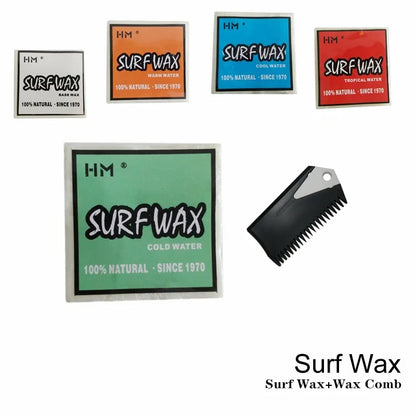 Anti-slip Surf Wax with Wax Remove Comb, Universal Skimboard and Skateboard Accessory, Warm and Cool, Cold Base, Hot and Cold