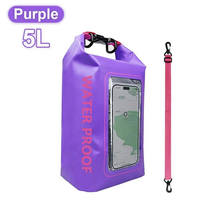 2L/5L Dry Bag Touch Screen Swimming Waterproof PVC Bag Rafting Floating Shoulder Outdoor Sports Bags Surfboard Kayak Storage Bag