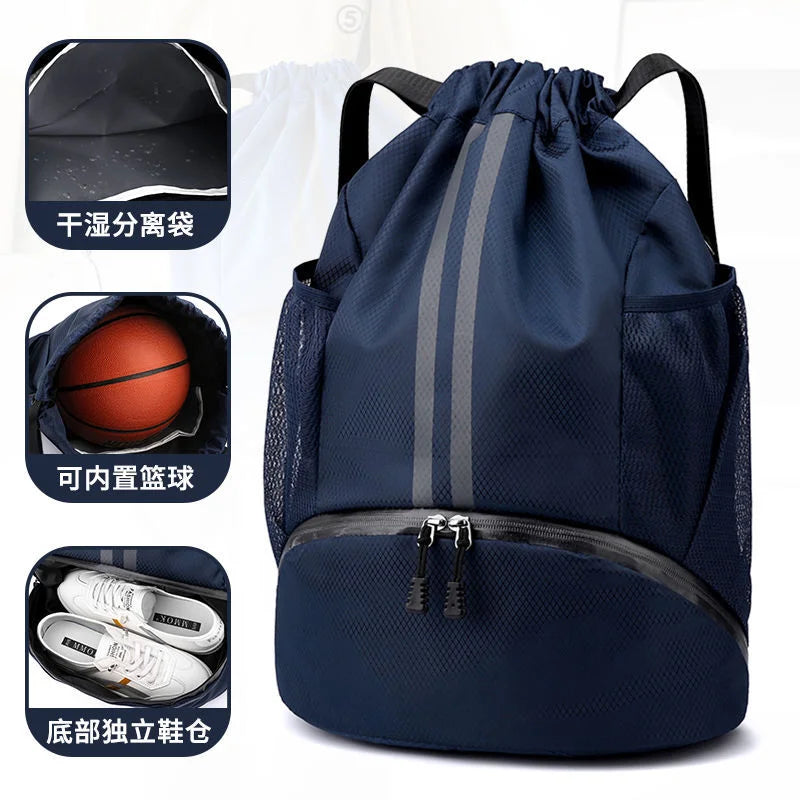 Drawstring Bag Dry Wet Separation Swimming Backpack Travel Drawstring Sports Training Basketball football Bag Storage