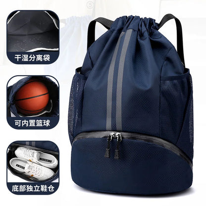 Drawstring Bag Dry Wet Separation Swimming Backpack Travel Drawstring Sports Training Basketball football Bag Storage
