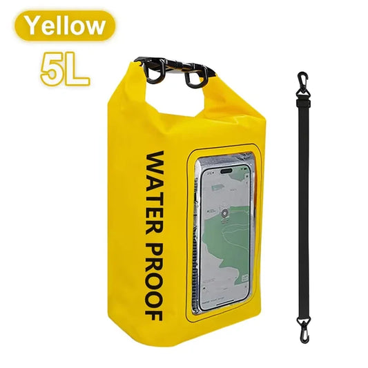 2L/5L Dry Bag Touch Screen Swimming Waterproof PVC Bag Rafting Floating Shoulder Outdoor Sports Bags Surfboard Kayak Storage Bag