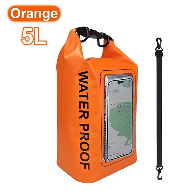 2L/5L Dry Bag Touch Screen Swimming Waterproof PVC Bag Rafting Floating Shoulder Outdoor Sports Bags Surfboard Kayak Storage Bag