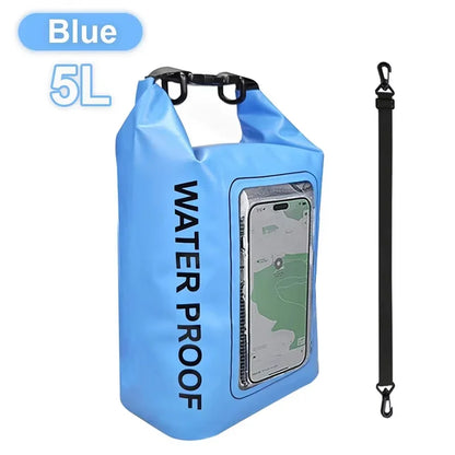 2L/5L Dry Bag Touch Screen Swimming Waterproof PVC Bag Rafting Floating Shoulder Outdoor Sports Bags Surfboard Kayak Storage Bag