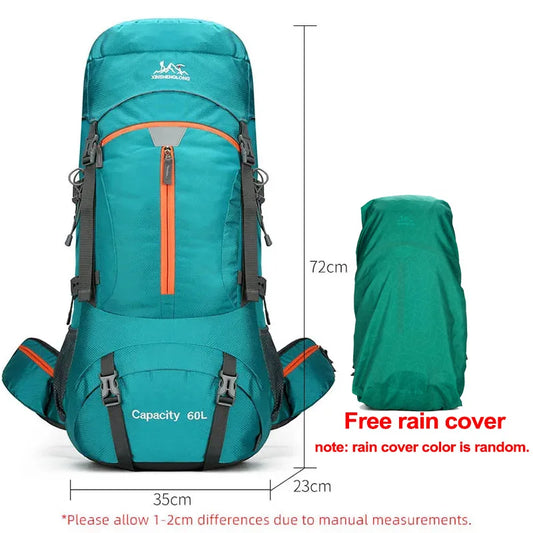 60L Camping Backpack Travel Bag For Men Large Capacity Outdoor Sport Trekking Hiking Mountaineering Shoulder Bag with Rain cover