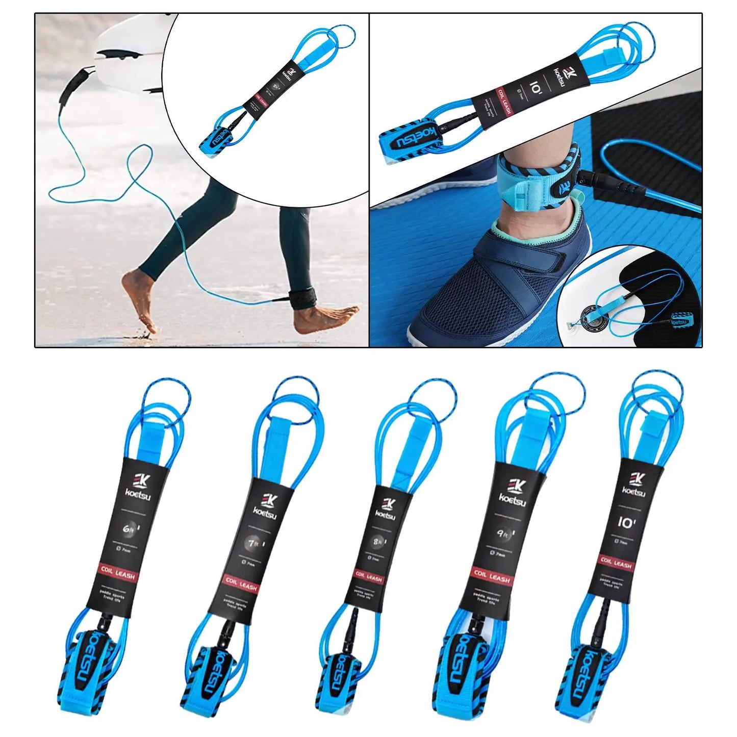 Surfboard Leash Portable Stand up Paddle Board for Surfing Skimboard Outdoor