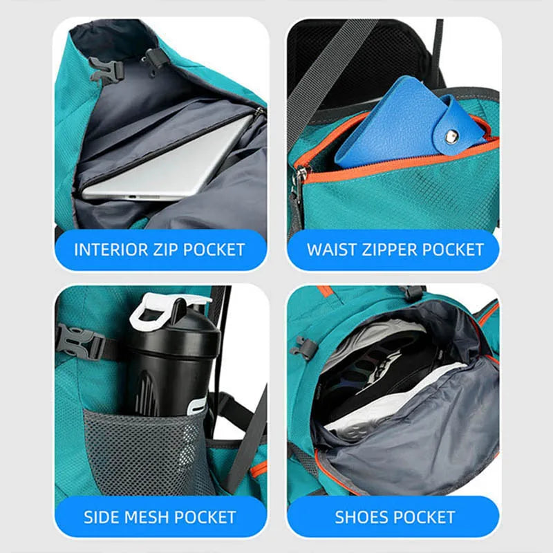 60L Camping Backpack Travel Bag For Men Large Capacity Outdoor Sport Trekking Hiking Mountaineering Shoulder Bag with Rain cover