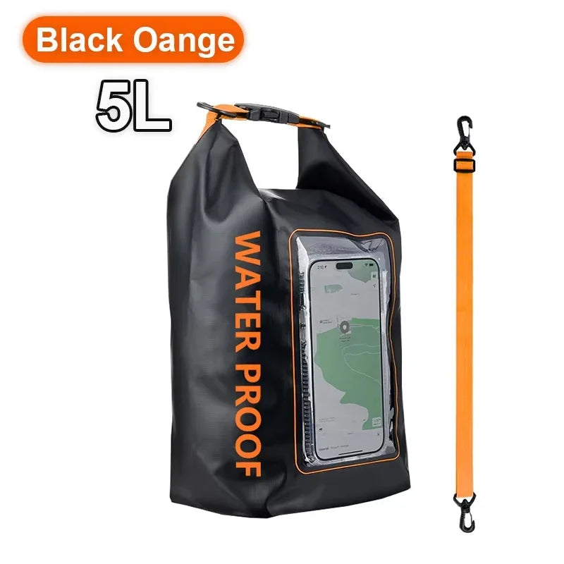 2L/5L Dry Bag Touch Screen Swimming Waterproof PVC Bag Rafting Floating Shoulder Outdoor Sports Bags Surfboard Kayak Storage Bag
