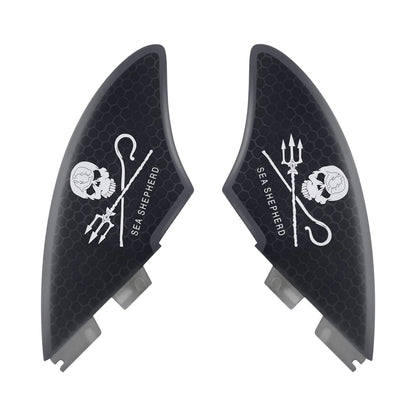 AQUBONA Surfboard Keel Fin Single Dual Tab Fin Skull Fin for Paddleboard Skimboard Longboard Surfboard Funboard,Black，Grey