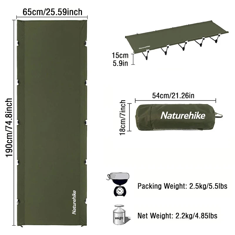 Naturehike XJC05 Folding Bed Compact Ultralight Camping Bed Outdoor Camping Hiking Travel Folding Backpacking Cots NH20JJ001